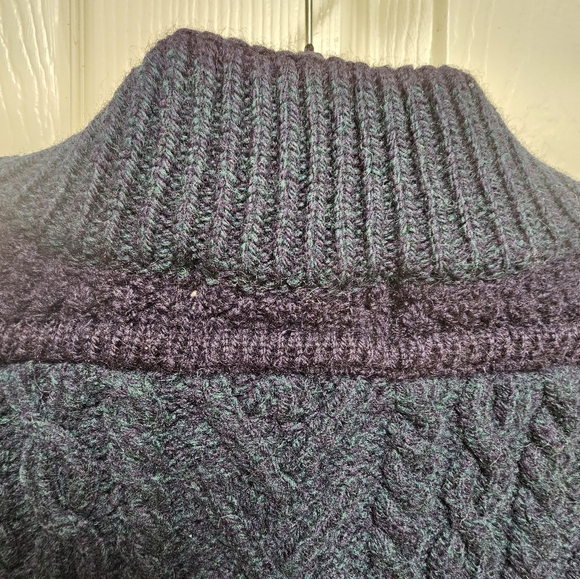 ARAN CRAFTS Men's 100% Merino Wool Cardigan Sweater Navy Blue Made in Ireland - Picture 8 of 10